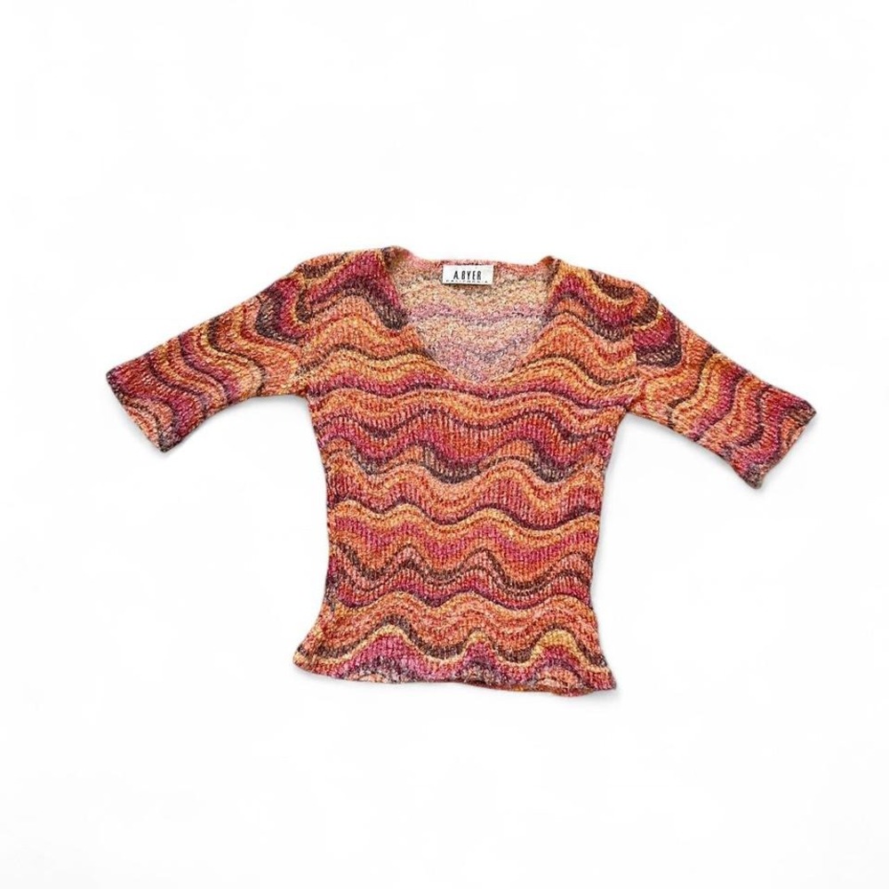 VTG y2k‎ 90s fuzzy wavy design hippy boho festival trippy top